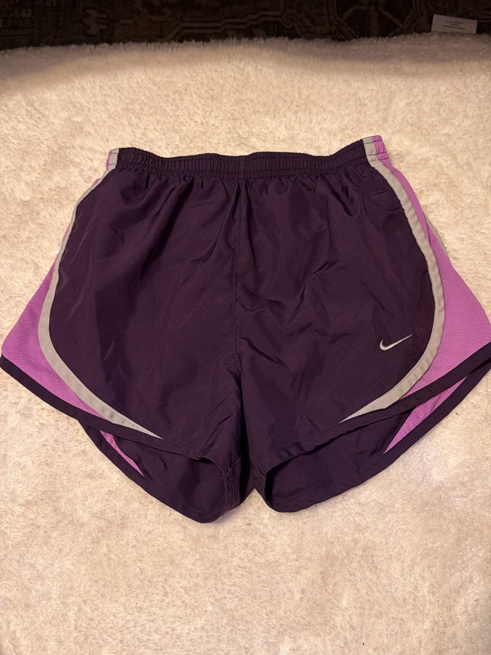 Nike Women’s Dark Purple Athletic Shorts with Pink Trim